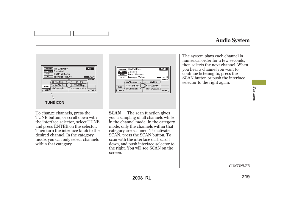 Audio system | Acura 2008 RL - Owner's Manual User Manual | Page 222 / 500