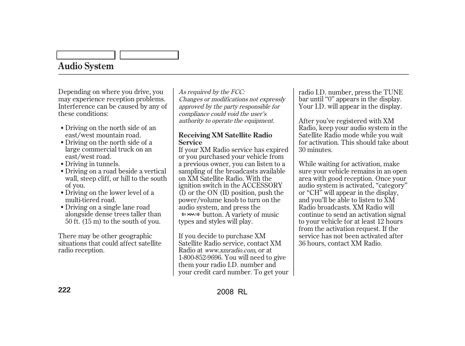 Audio system | Acura 2008 RL - Owner's Manual User Manual | Page 225 / 500