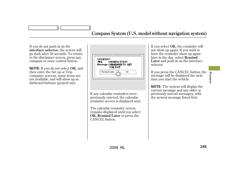 Acura 2008 RL - Owner's Manual User Manual | Page 248 / 500