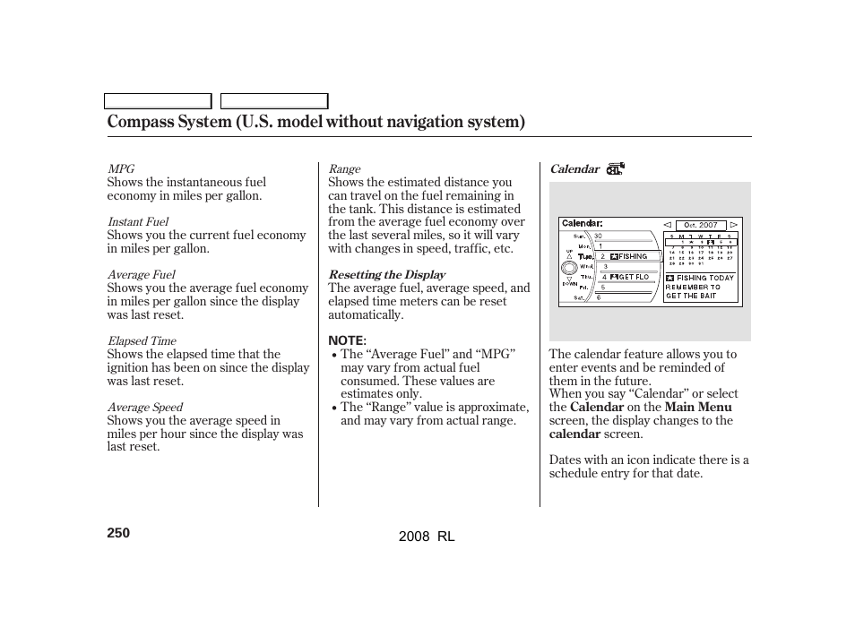 Acura 2008 RL - Owner's Manual User Manual | Page 253 / 500