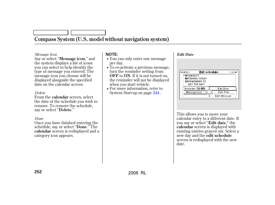 Acura 2008 RL - Owner's Manual User Manual | Page 255 / 500