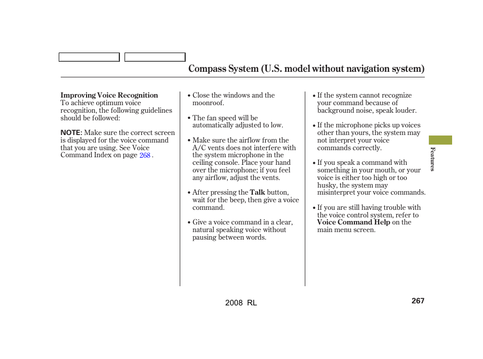 Acura 2008 RL - Owner's Manual User Manual | Page 270 / 500