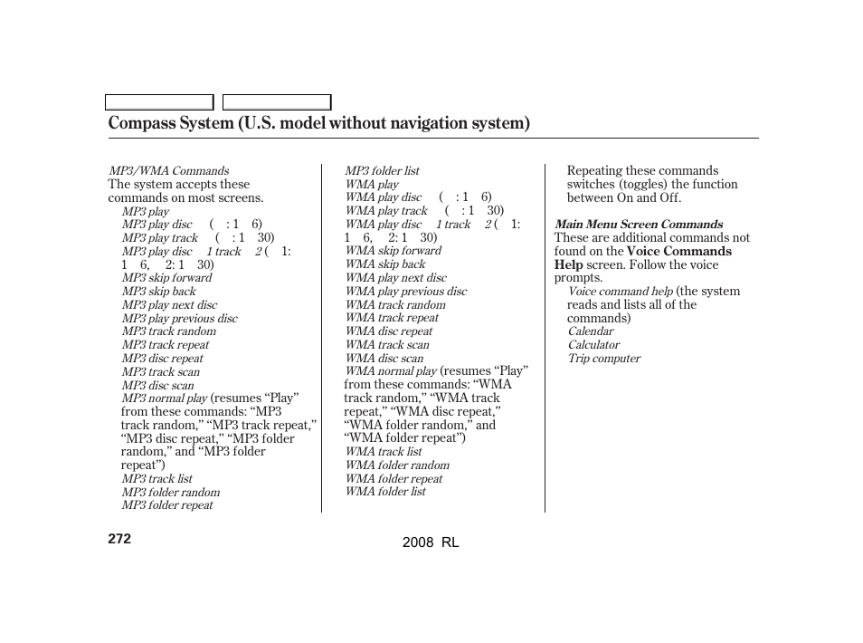 Acura 2008 RL - Owner's Manual User Manual | Page 275 / 500