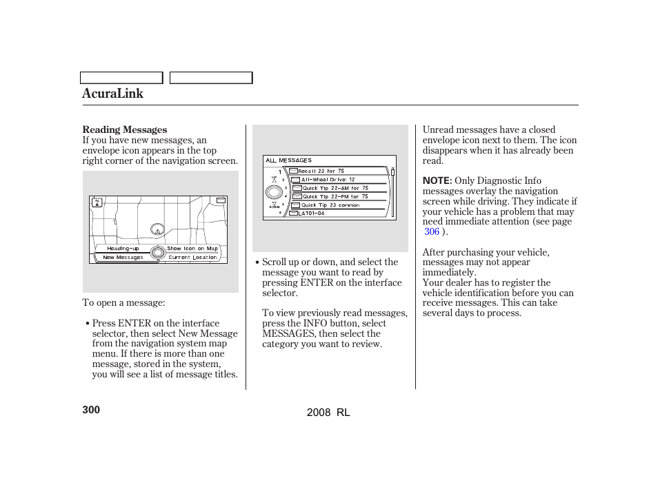 Acuralink | Acura 2008 RL - Owner's Manual User Manual | Page 303 / 500