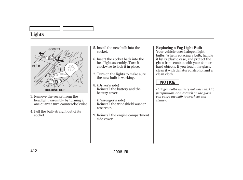 Lights | Acura 2008 RL - Owner's Manual User Manual | Page 415 / 500