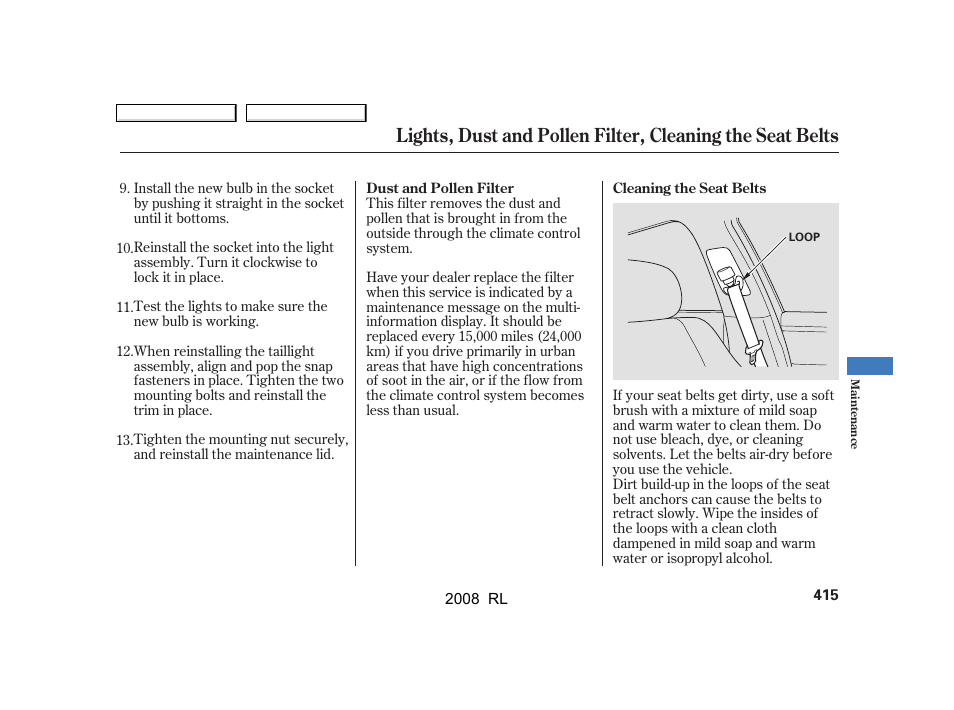 Acura 2008 RL - Owner's Manual User Manual | Page 418 / 500