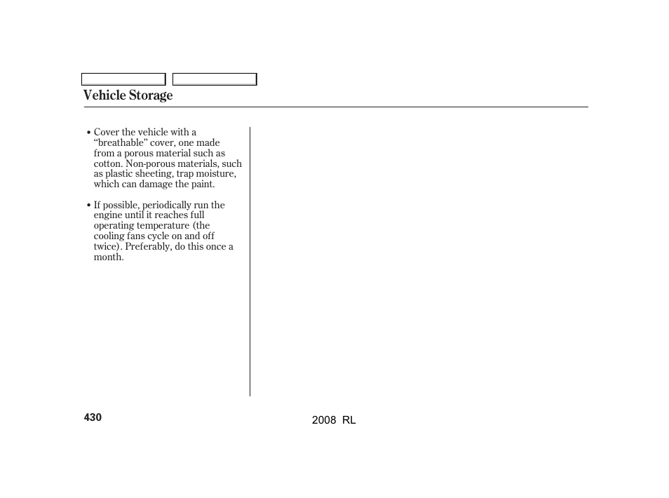 Vehicle storage | Acura 2008 RL - Owner's Manual User Manual | Page 433 / 500