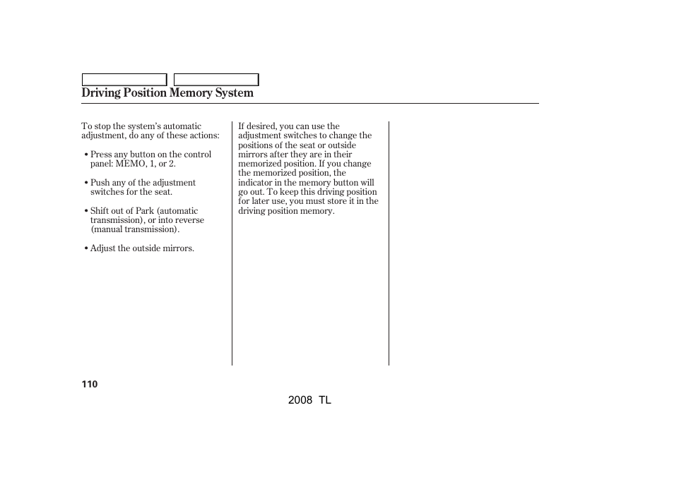 Acura 2008 TL - Owner's Manual User Manual | Page 113 / 376