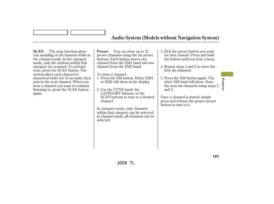 Audio system (models without navigation system) | Acura 2008 TL - Owner's Manual User Manual | Page 144 / 376