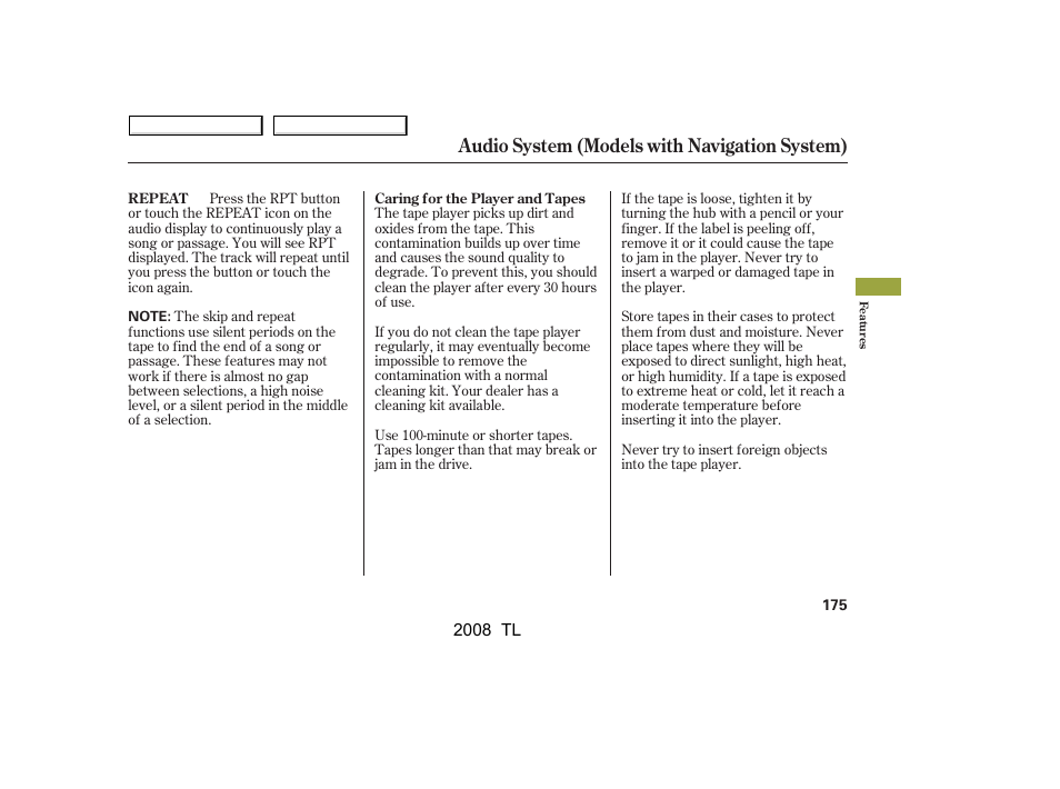 Audio system (models with navigation system) | Acura 2008 TL - Owner's Manual User Manual | Page 178 / 376