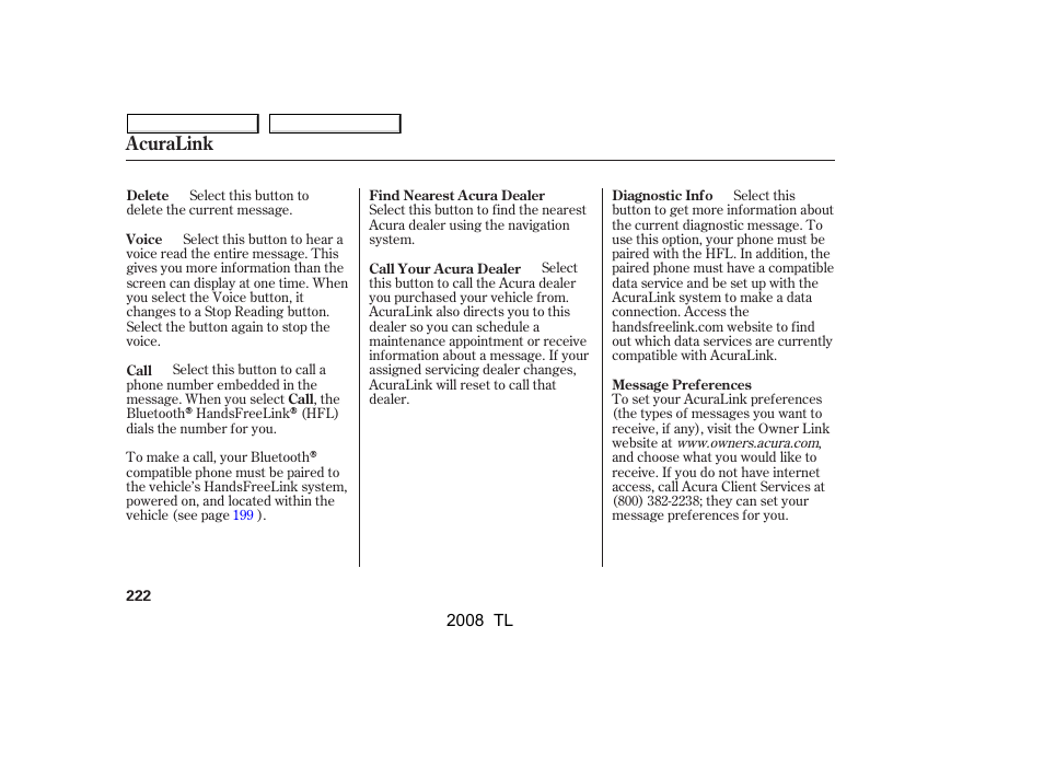 Acuralink | Acura 2008 TL - Owner's Manual User Manual | Page 225 / 376