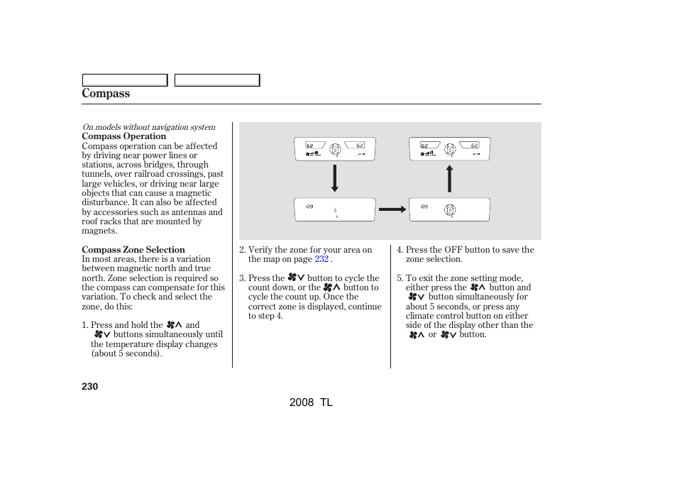 Compass | Acura 2008 TL - Owner's Manual User Manual | Page 233 / 376