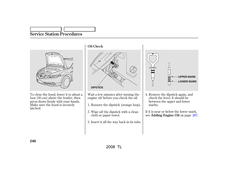 Service station procedures | Acura 2008 TL - Owner's Manual User Manual | Page 243 / 376