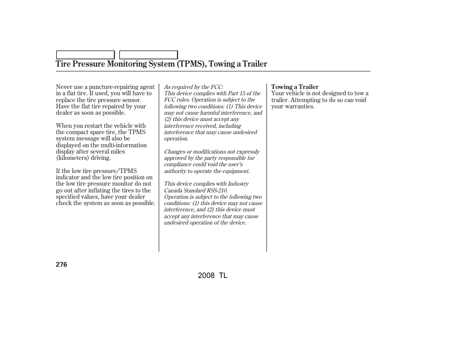 Acura 2008 TL - Owner's Manual User Manual | Page 279 / 376