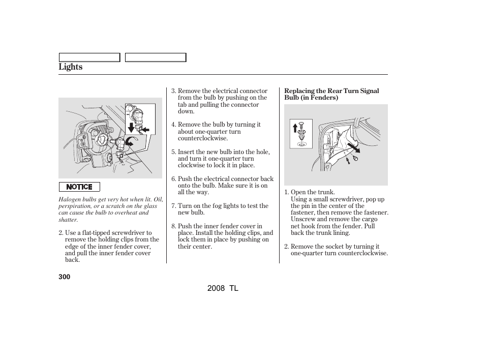 Lights | Acura 2008 TL - Owner's Manual User Manual | Page 303 / 376