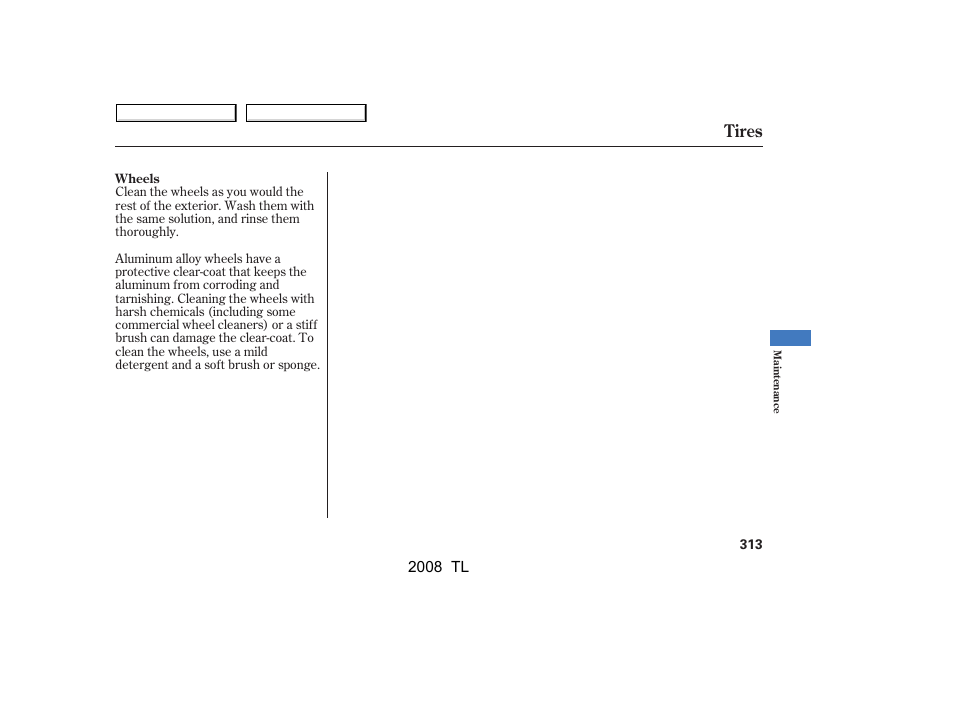 Tires | Acura 2008 TL - Owner's Manual User Manual | Page 316 / 376