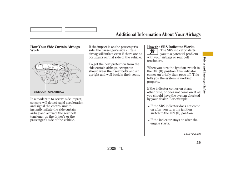 Additional information about your airbags, 2008 tl | Acura 2008 TL - Owner's Manual User Manual | Page 32 / 376