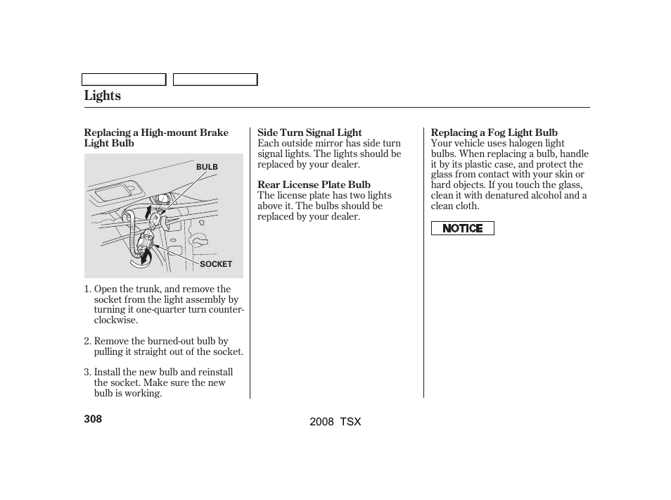 Lights | Acura 2008 TSX - Owner's Manual User Manual | Page 311 / 388
