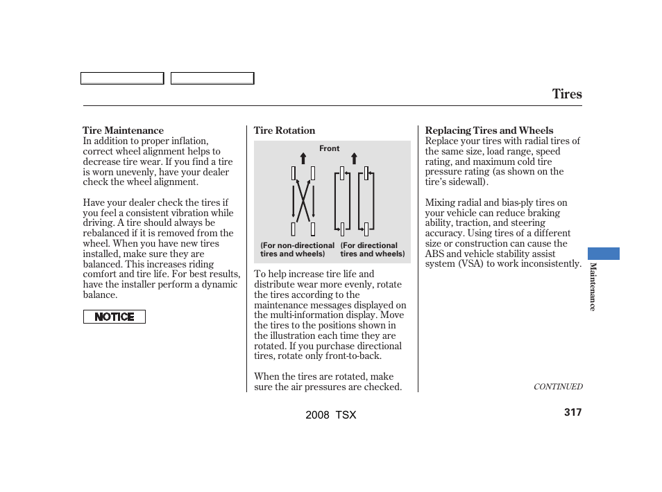 Tires | Acura 2008 TSX - Owner's Manual User Manual | Page 320 / 388