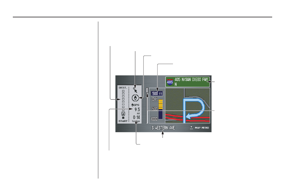 Driving to your destination, Guidance screen | Acura 2007 MDX - Navigation Manual User Manual | Page 56 / 166