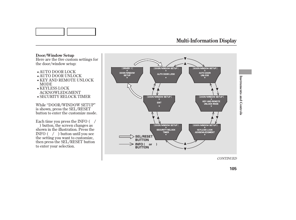 Multi-information display | Acura 2007 MDX - Owner's Manual User Manual | Page 109 / 479