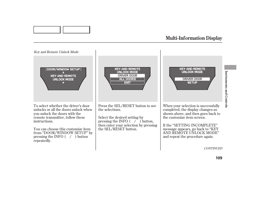 Multi-information display | Acura 2007 MDX - Owner's Manual User Manual | Page 113 / 479