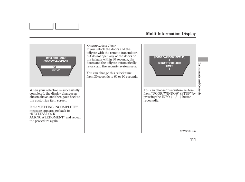 Multi-information display | Acura 2007 MDX - Owner's Manual User Manual | Page 115 / 479