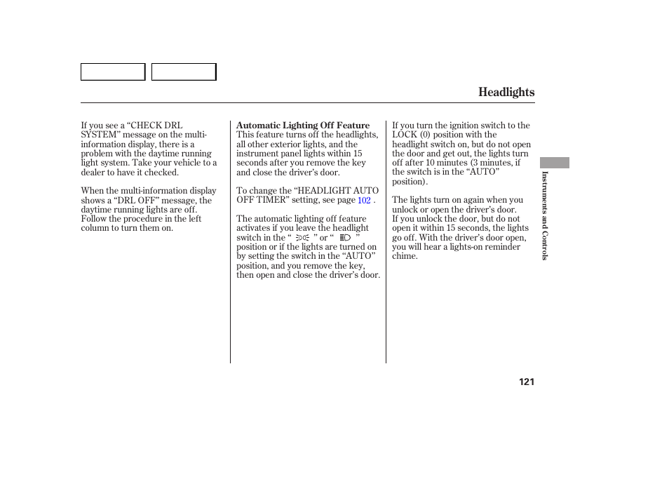 Headlights | Acura 2007 MDX - Owner's Manual User Manual | Page 125 / 479