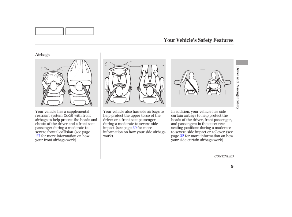 Your vehicle’s safety features | Acura 2007 MDX - Owner's Manual User Manual | Page 13 / 479