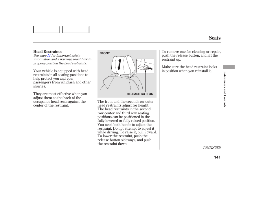Seats | Acura 2007 MDX - Owner's Manual User Manual | Page 145 / 479