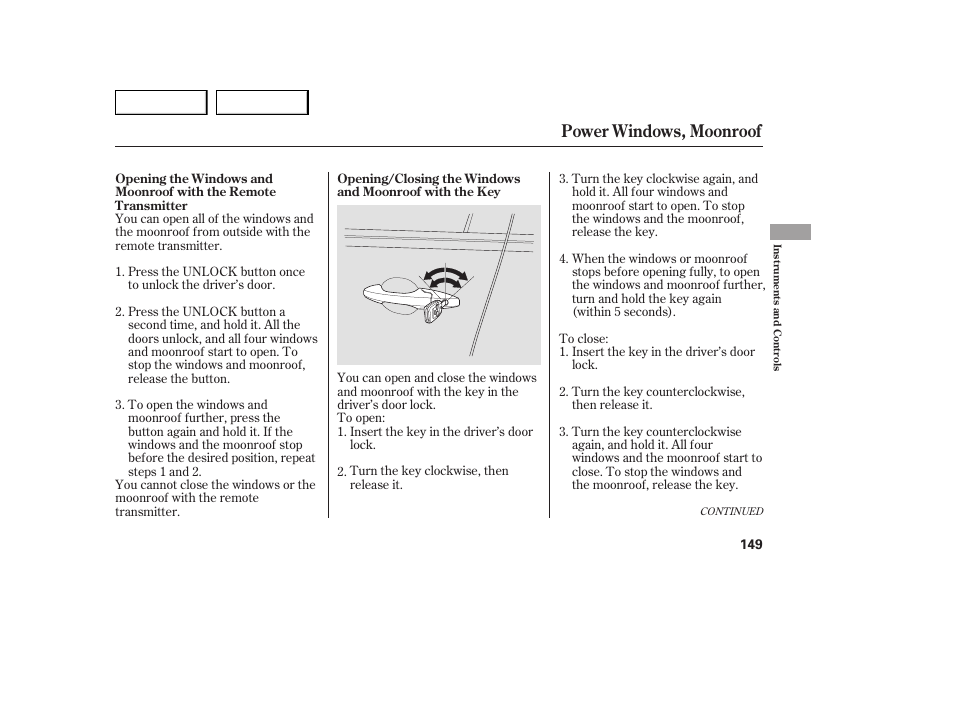 Power windows, moonroof | Acura 2007 MDX - Owner's Manual User Manual | Page 153 / 479