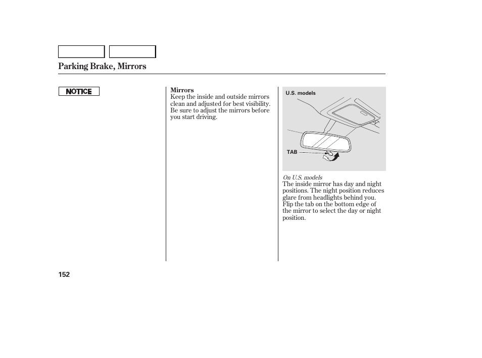 Parking brake, mirrors | Acura 2007 MDX - Owner's Manual User Manual | Page 156 / 479