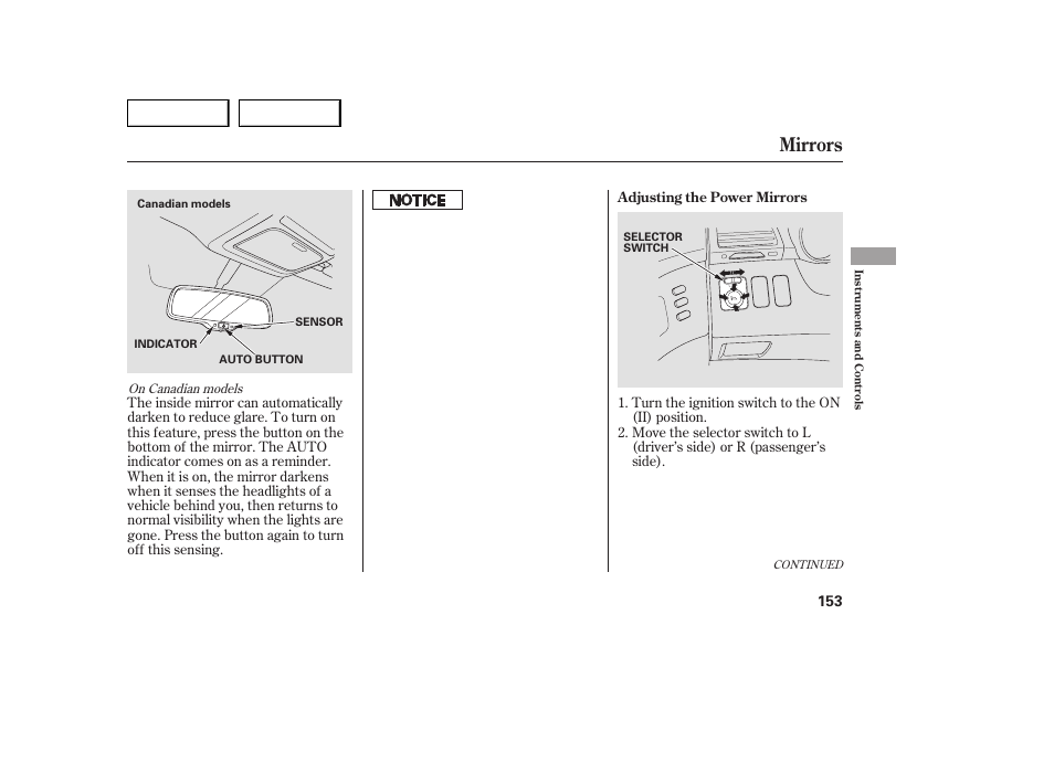 Mirrors | Acura 2007 MDX - Owner's Manual User Manual | Page 157 / 479