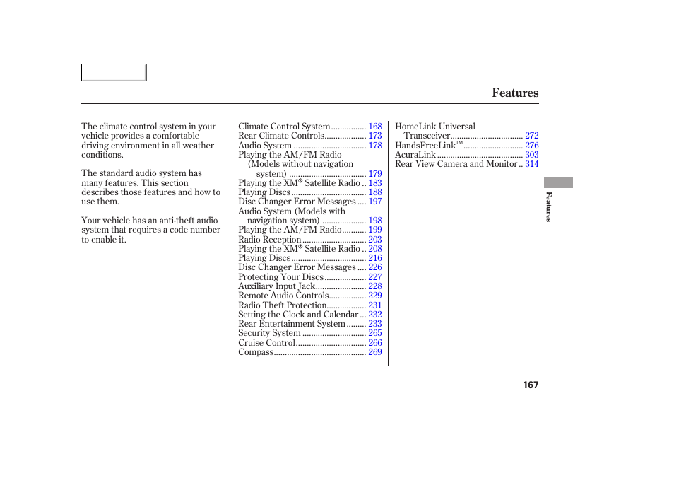 Features | Acura 2007 MDX - Owner's Manual User Manual | Page 171 / 479