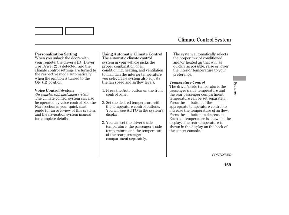 Climate control system | Acura 2007 MDX - Owner's Manual User Manual | Page 173 / 479