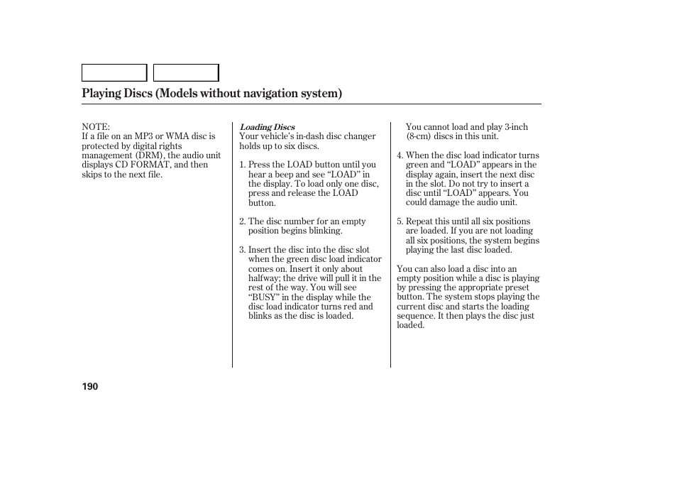 Playing discs (models without navigation system) | Acura 2007 MDX - Owner's Manual User Manual | Page 194 / 479