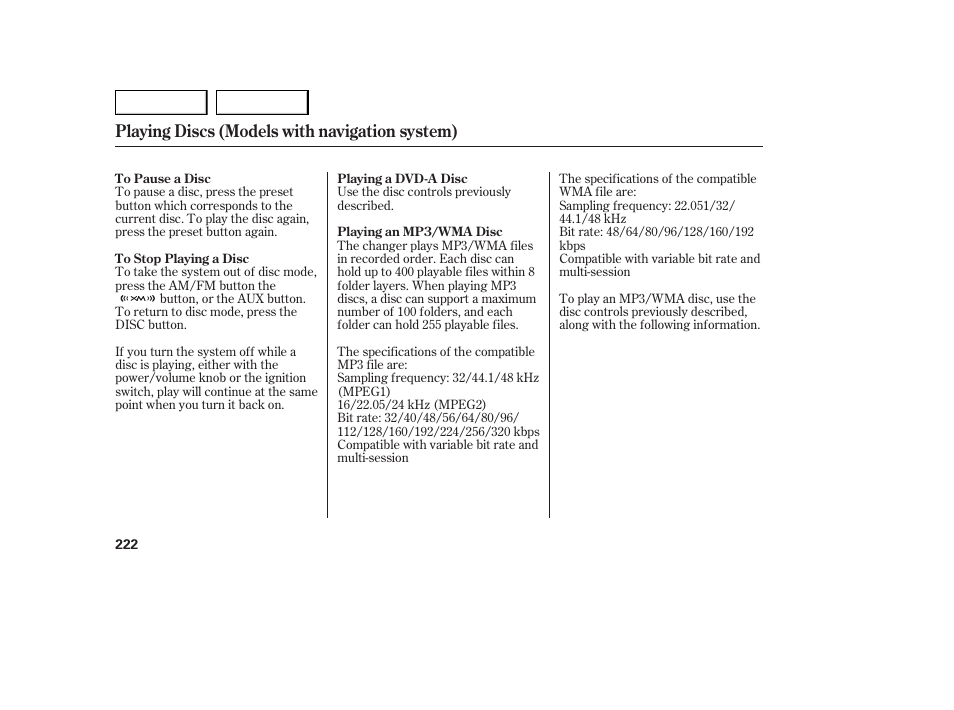 Playing discs (models with navigation system) | Acura 2007 MDX - Owner's Manual User Manual | Page 226 / 479