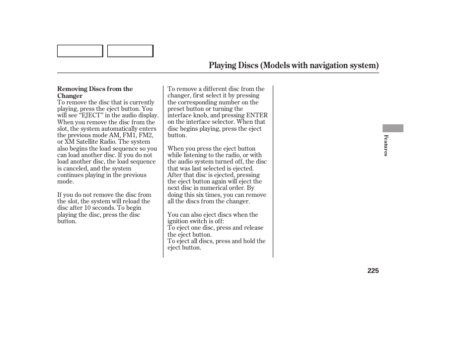 Playing discs (models with navigation system) | Acura 2007 MDX - Owner's Manual User Manual | Page 229 / 479