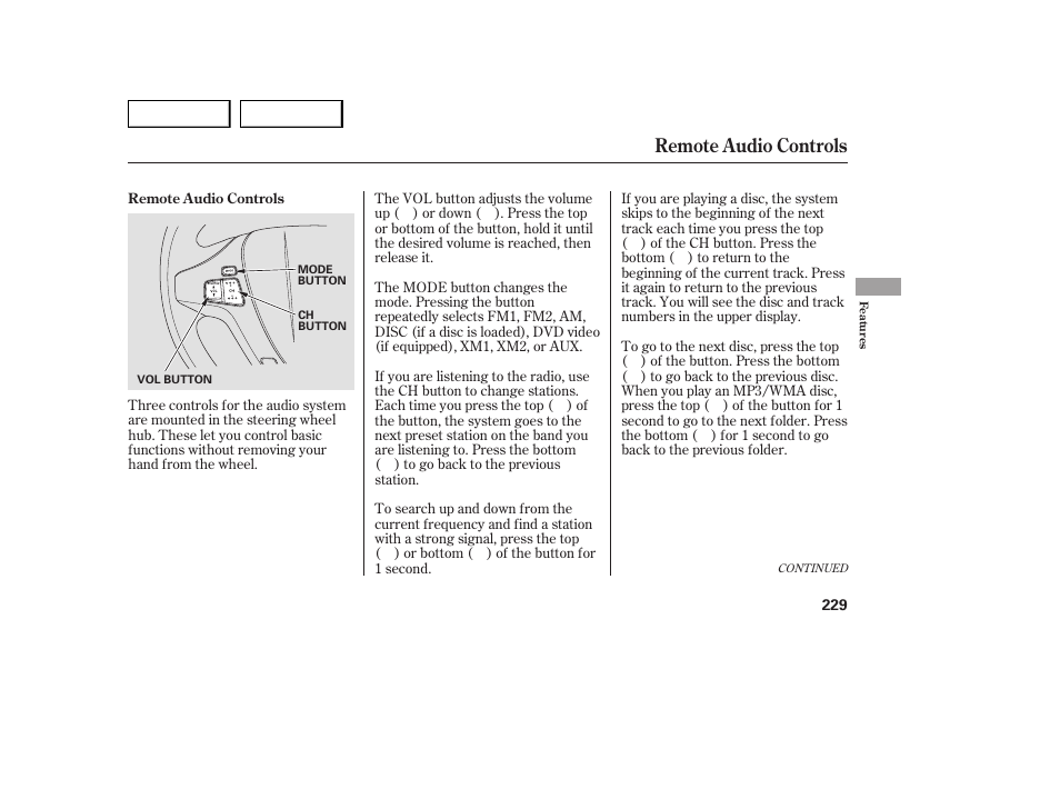 Remote audio controls | Acura 2007 MDX - Owner's Manual User Manual | Page 233 / 479