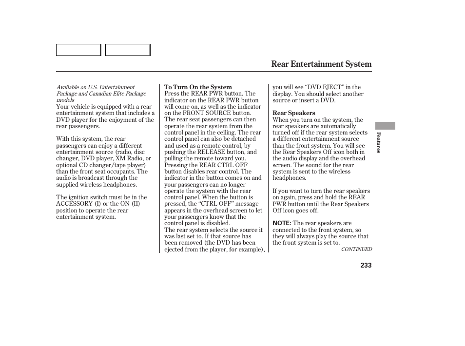 Rear entertainment system | Acura 2007 MDX - Owner's Manual User Manual | Page 237 / 479