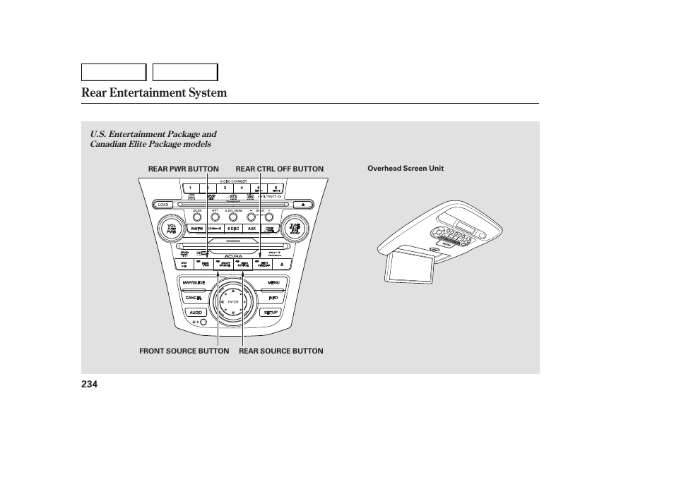 Rear entertainment system | Acura 2007 MDX - Owner's Manual User Manual | Page 238 / 479