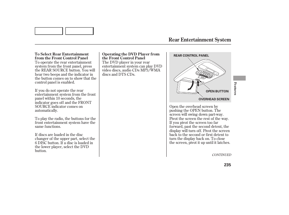 Rear entertainment system | Acura 2007 MDX - Owner's Manual User Manual | Page 239 / 479