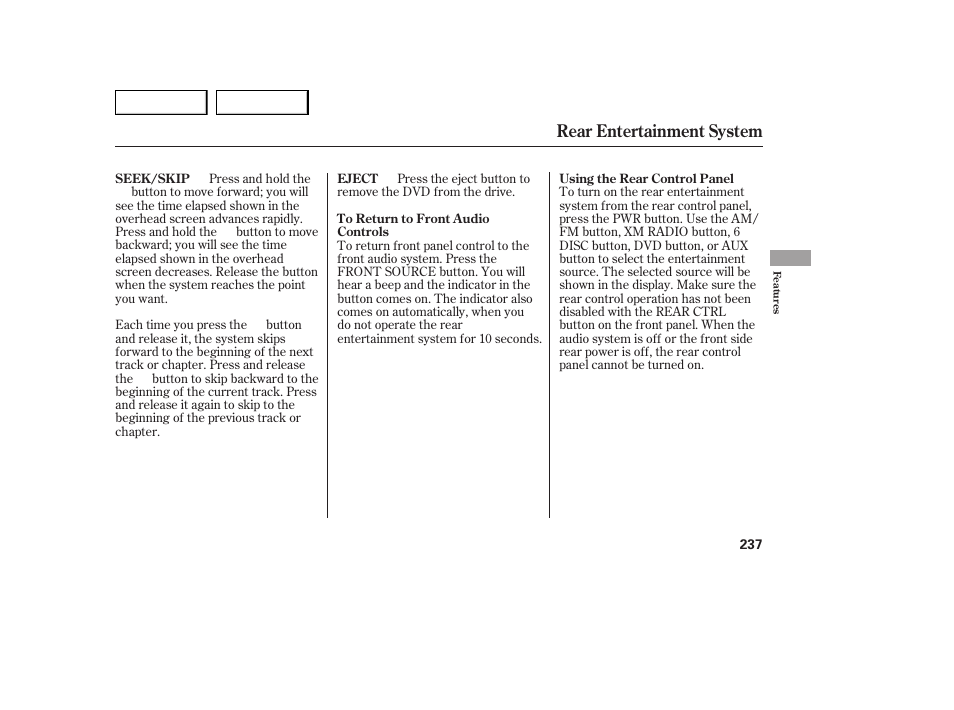 Rear entertainment system | Acura 2007 MDX - Owner's Manual User Manual | Page 241 / 479