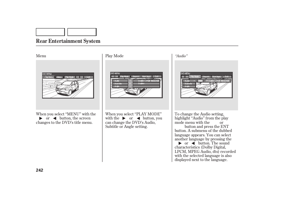 Rear entertainment system | Acura 2007 MDX - Owner's Manual User Manual | Page 246 / 479