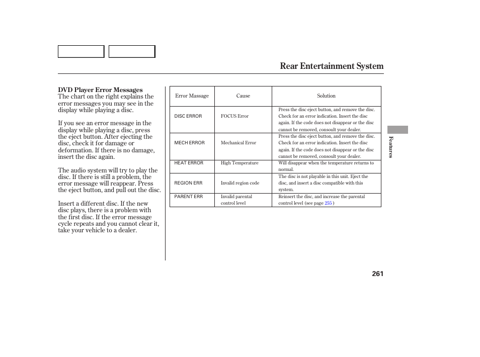 Rear entertainment system | Acura 2007 MDX - Owner's Manual User Manual | Page 265 / 479