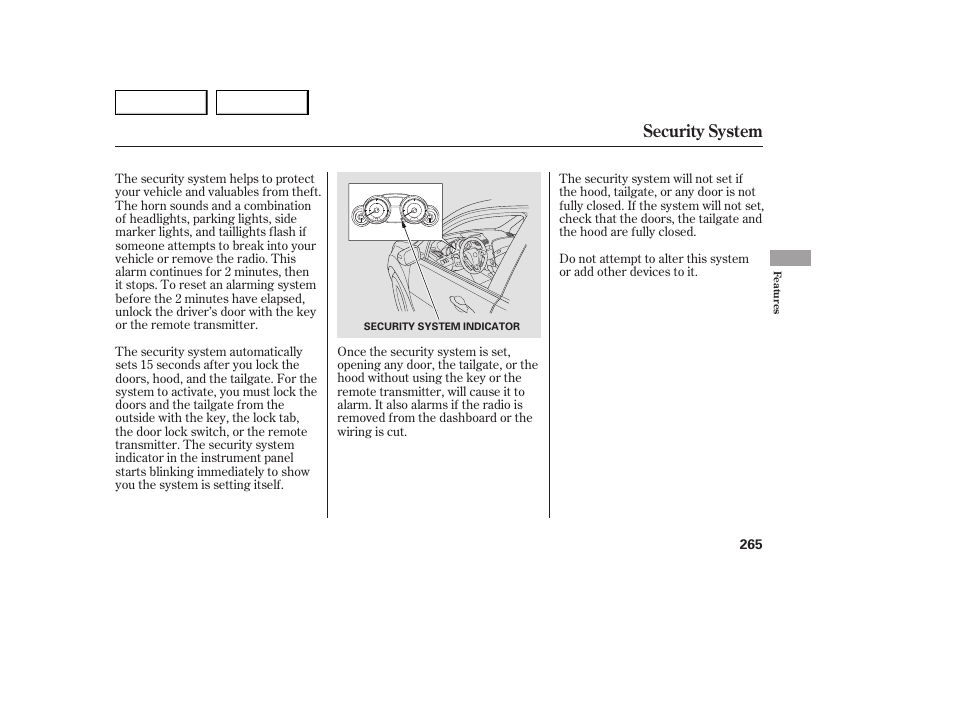 Security system | Acura 2007 MDX - Owner's Manual User Manual | Page 269 / 479