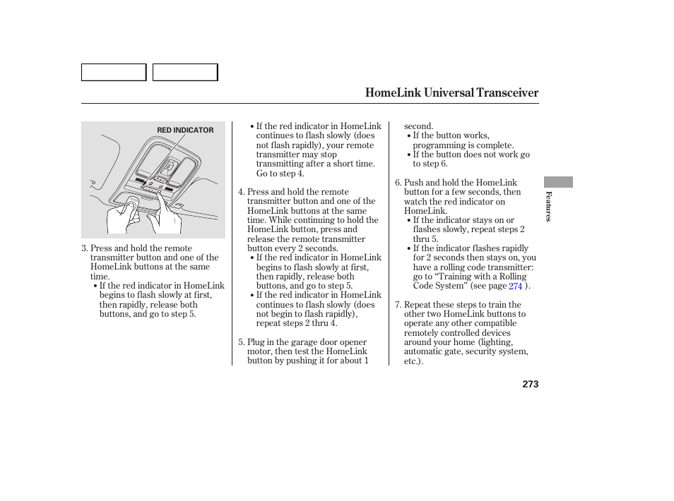 Homelink universal transceiver | Acura 2007 MDX - Owner's Manual User Manual | Page 277 / 479