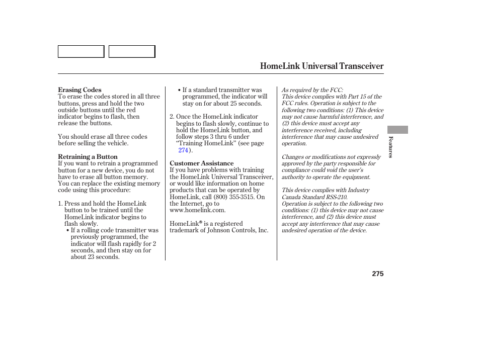 Homelink universal transceiver | Acura 2007 MDX - Owner's Manual User Manual | Page 279 / 479