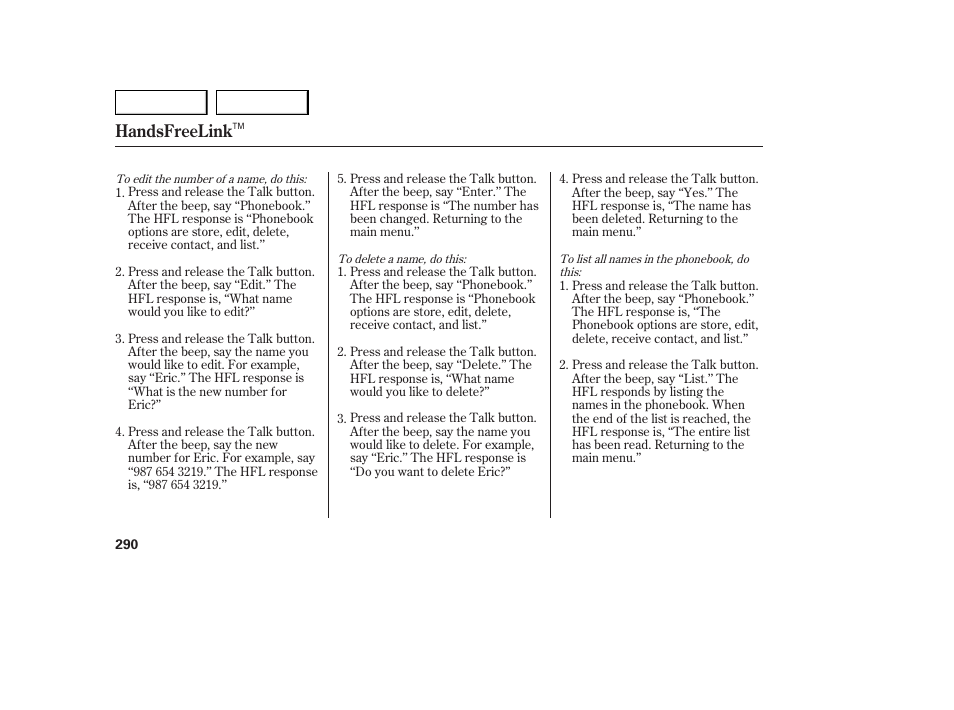Handsfreelink | Acura 2007 MDX - Owner's Manual User Manual | Page 294 / 479