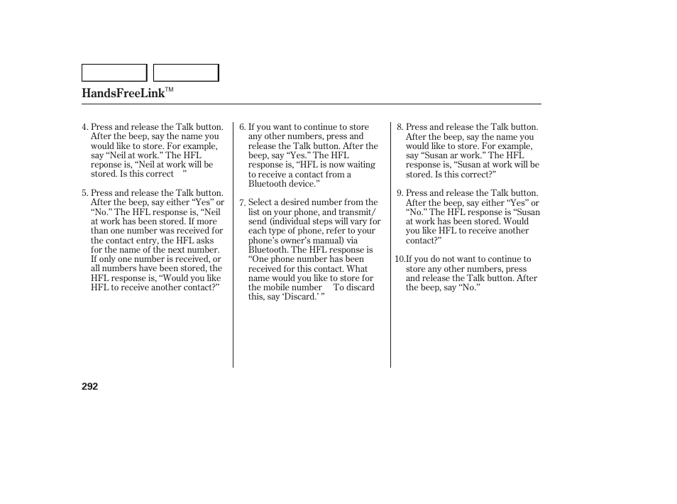 Handsfreelink | Acura 2007 MDX - Owner's Manual User Manual | Page 296 / 479